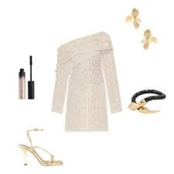 Lovers and Friends Ionela Off The Shoulder Dress in Oatmeal Small New Womens - Picture 9 of 10